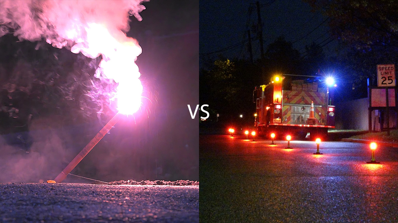 Traditional Strike Flare vs LED Road Flare