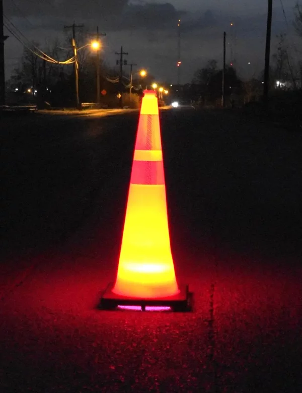EMERGI-SAFE under a 36 inch tall traffic cone
